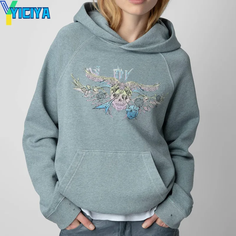 

YICIYA ZV brand Hoodie Y2k Sweatshirts Hoodies Woman Clothing vintage Long Sleeve Pullovers Hooded Shirt Youthful woman clothes