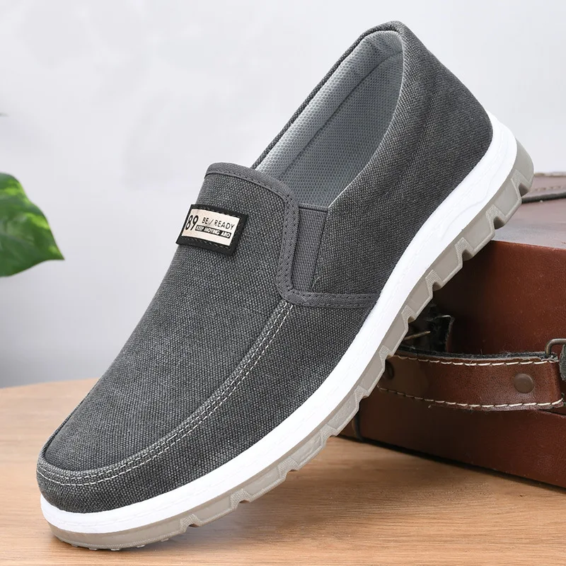 Retro Men Casual Shoes Slip on Canvas Loafers Comfortable Walking Flats for Man Non Slip Soft Moccasins Sneakers Driving Shoes 2
