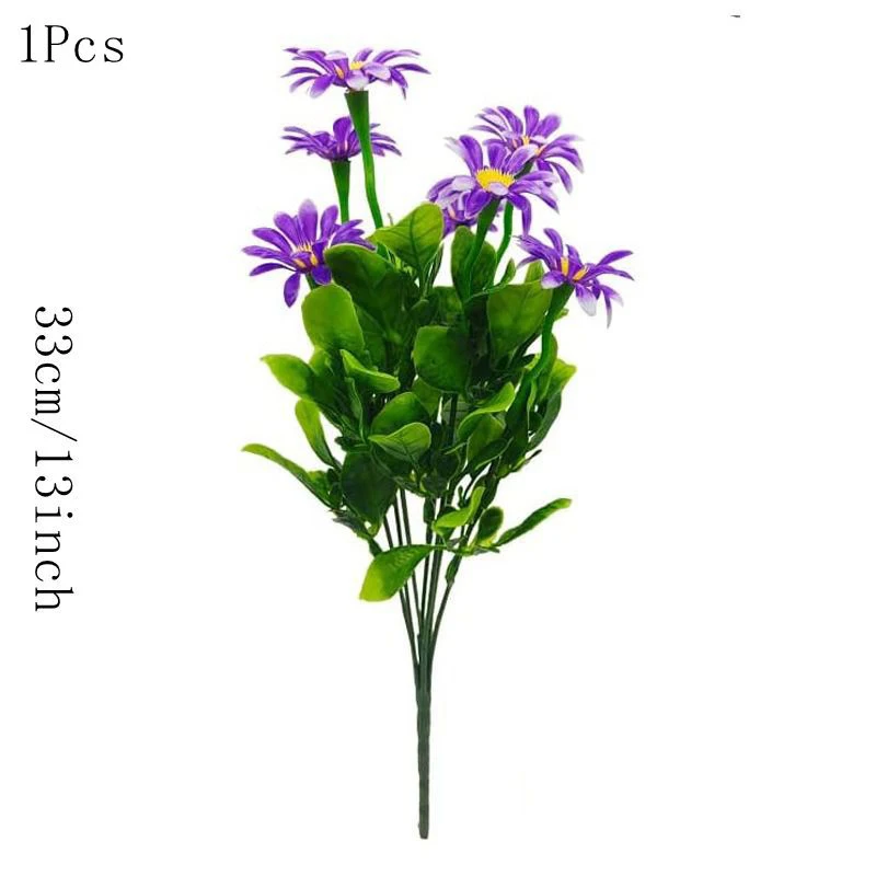33 cm künstliche Blumen, Gänseblümchen, UV-beständig, farbecht, Kunststoffpflanzen, Zuhause, Hochzeit, Fenster, Outdoor-Dekoration, DIY künstliche Blumen – Detail 11