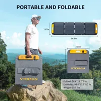 Panneau solaire pliable VTOMAN VS200 PRO 200W, cellules monocristallines à haute efficacité 23%, surface ETFE étanche IP67, support réglable, connecteur MC4 pour stations d'alimentation portables, conception ultra-portable et pliable pour une utilisation nomade, réglable 7