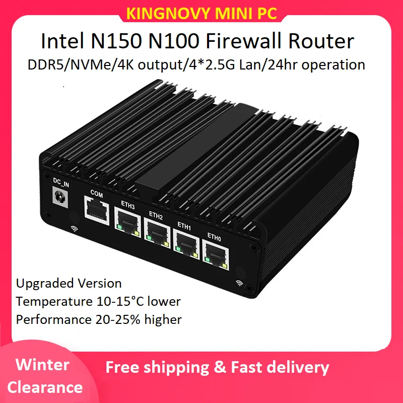Totpon Firewall Mini PC Intel N150 Celeron N5100 NVMe 4xi226 LAN