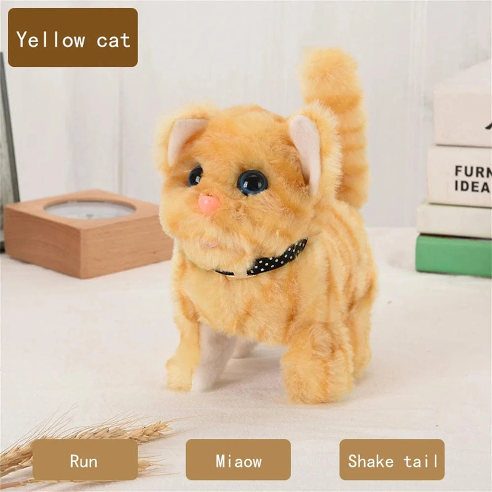 Lovely Electric Cat Plush Toy Soft Plush Stuffed Cat With Touch Control Interactive Meow Robotic Pet Toy For Kids Girl Gifts
