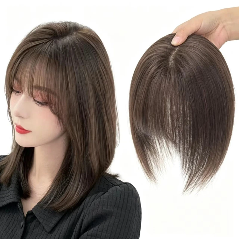 Soowee Topper per capelli sintetici con frangia, invisibile, 3D, per uomo e donna - immagine 2