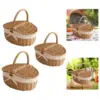 Picnic Basket, Wicker Basket, Sturdy Woven Body with Removable Liner, Outdoor Camping Basket for Birthday, Gift Basket for 4