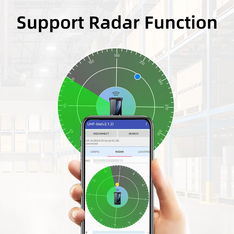 UHF RFID 핸드헬드 리더 휴대용 860-960MHz 핸드헬드 RFID 리더 UHF 스캐너 바코드 1D/2D 지원