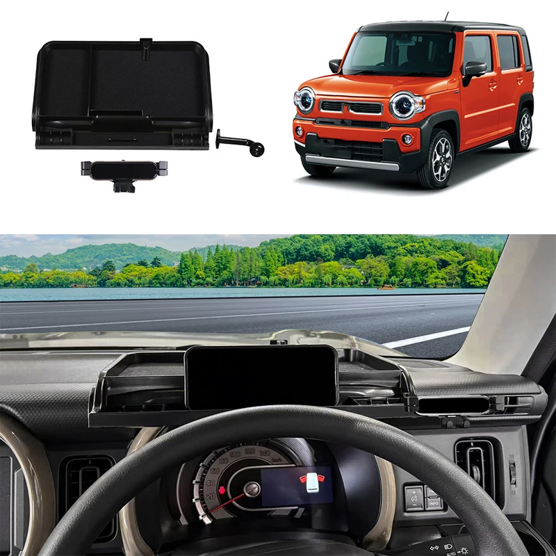 For SUZUKI Hustler 2020-2023 2024 ABS Mobile Phone Holder Screen Storage Box Cover Container Protector Interior Accessories