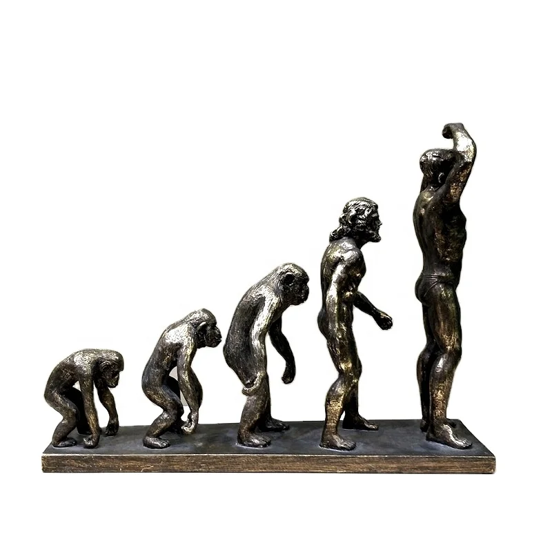 

Human Evolution Sculpture Resin Anthropoid Statue Troglodyte Remote Times Museum Darwin History Ornament Decor Craft Accessories