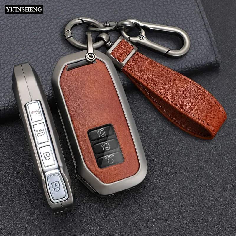 7 Buttons Zinc Alloy + Leather Car Key Case Cover For Kia Sportage Niro Hybrid Sorento MQ4 EV6 GT-Line K8 V6 For Key Case,Car Key,Car Key Shell,Key Shell