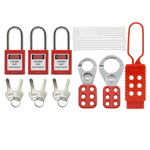 Lockout Tagout Kit -Lockout Tagout Tag, Nylon Tie, Nylon Storage Bag, Redsafety Padlock, Lockout Tagout Locks ( Red Kit ) 2
