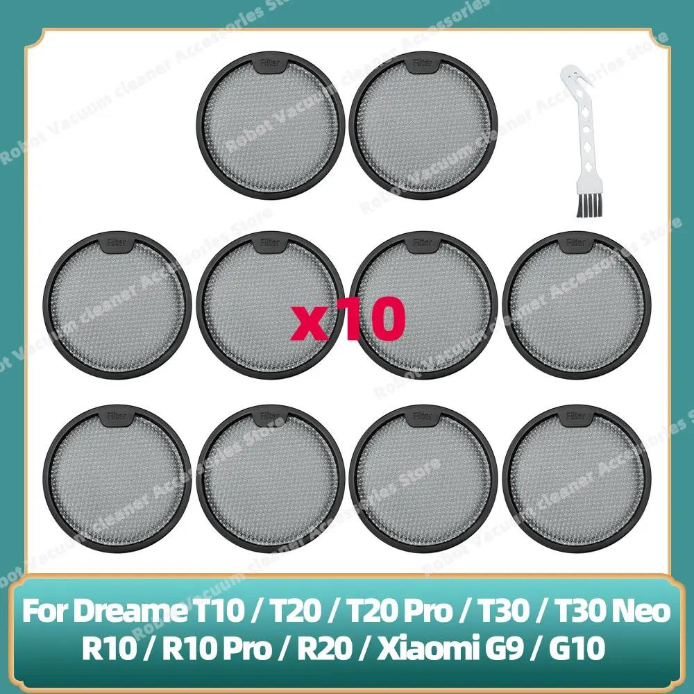 3 Filtri HEPA E Spazzola Per Aspirapolvere Dreame (Z10/T10/T20/T30/R10/R20) E Xiaomi (G9/G10/Plus)