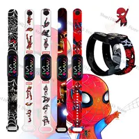 New cartoon Children's Watch Anime figure spiderman Iron Man Print LED Electronic Waterproof Sports Bracelet Watch kids gifts 1