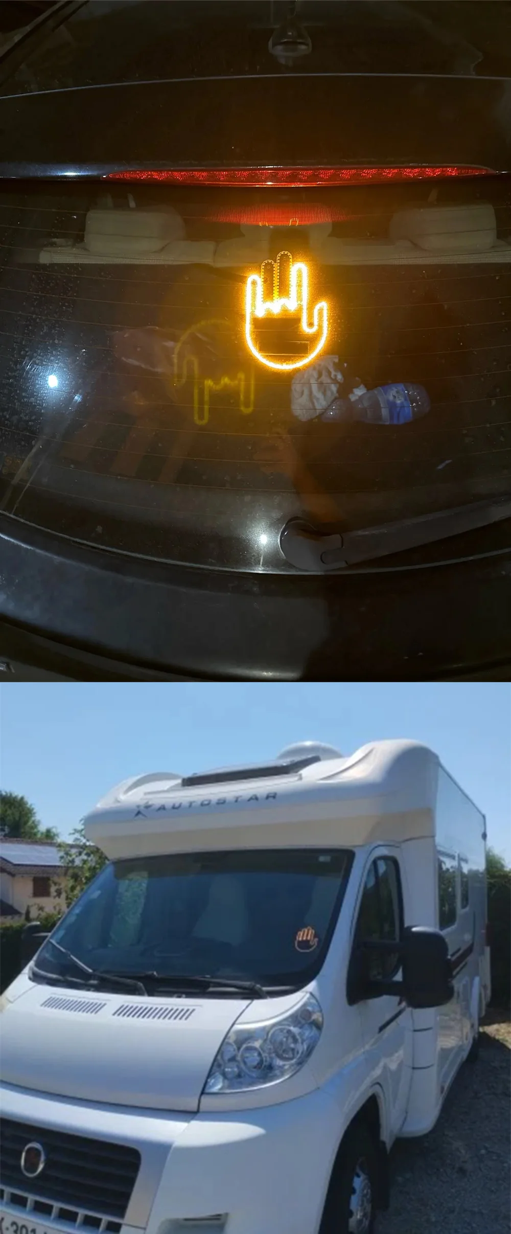 Car Gesture Light Middle Finger Light with 3 Gesture Remote Street of