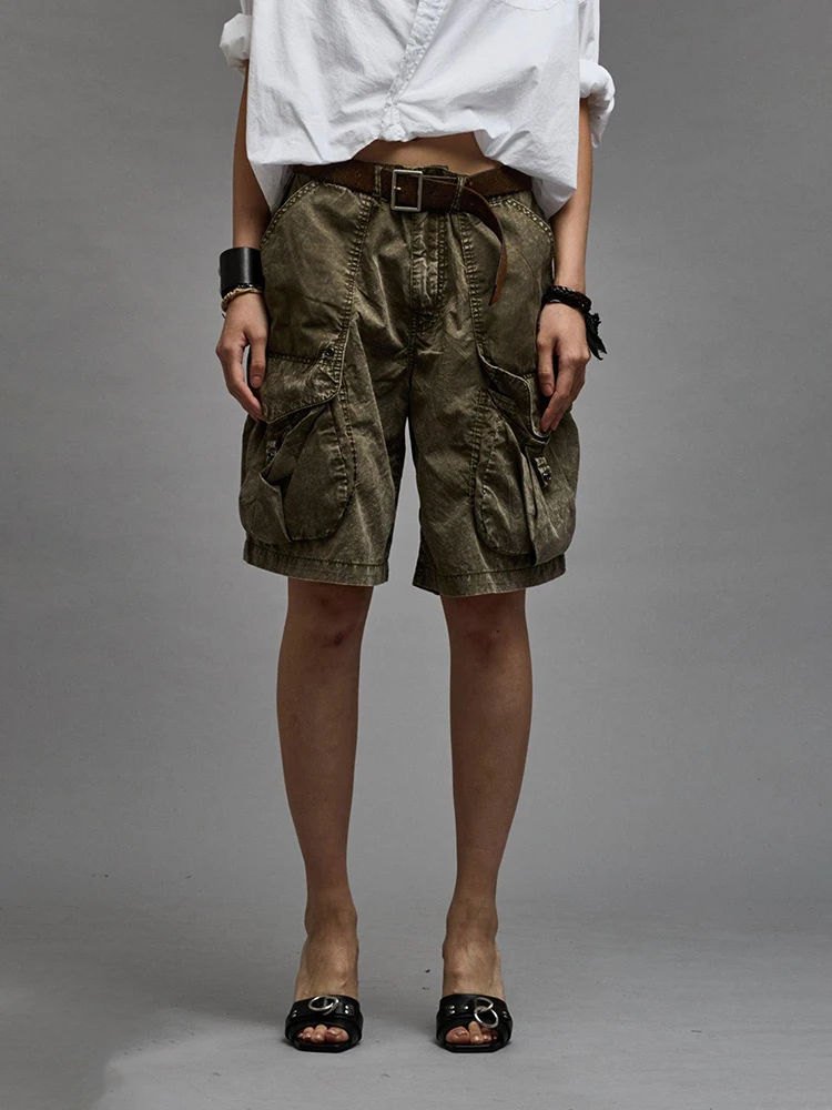 

Шорты y2k Женские повседневные из денима, простые модные Универсальные брюки из промытого хлопка с несколькими карманами, в Корейском стиле, короткие штаны, весна-лето