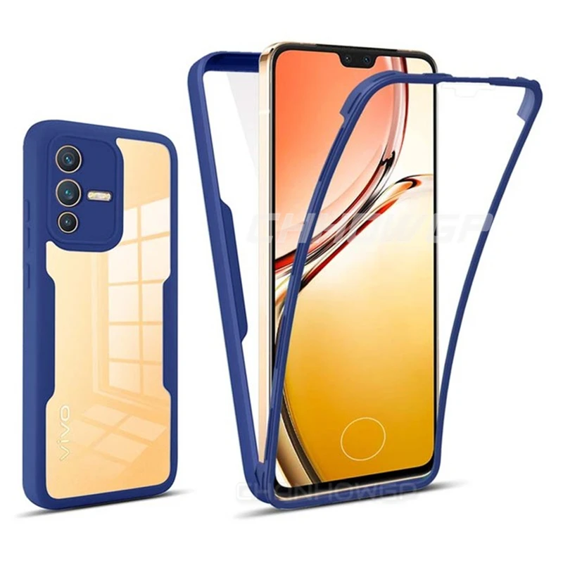360 Double Soft Front Screen Film Hard Back Case For Vivo V23 Y20 Y20S Y20i Y12S Y55 Y75 Y76S 5G Shockproof Clear Double_voghion.com