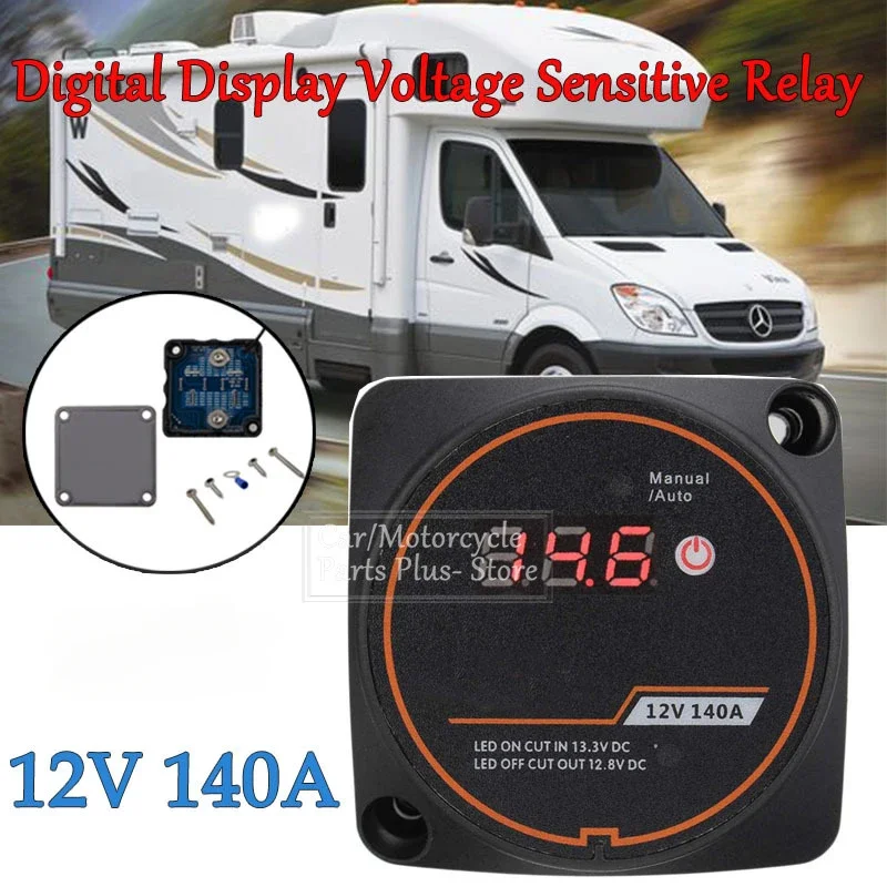 

12V 140A Voltage Sensitive Split Charge Relay For Camper Car Rv Yacht Steamer Digital Display Isolator Charge 2 Battery Bank