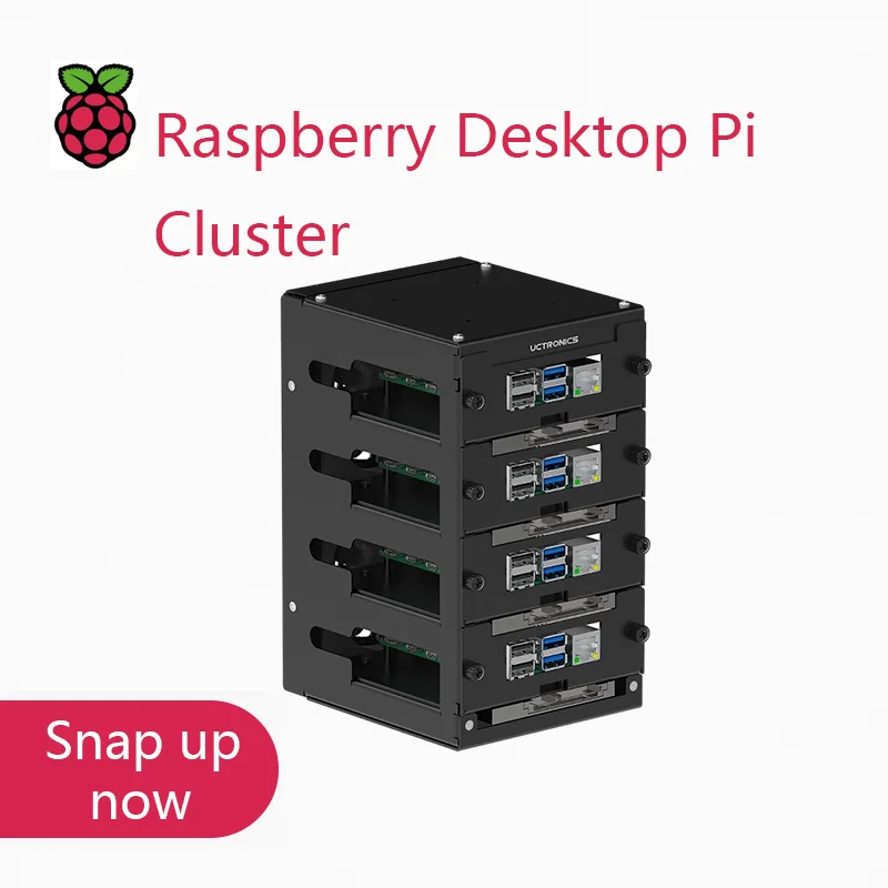 Uctronics Cluster Desktop Completo Raspberry Pi Per Raspberry Pi Ssd Da 4 E 2.5 Pollici, 4 Strati Anteriori Rimovibili E 2 Ventole Di Raffreddamento
