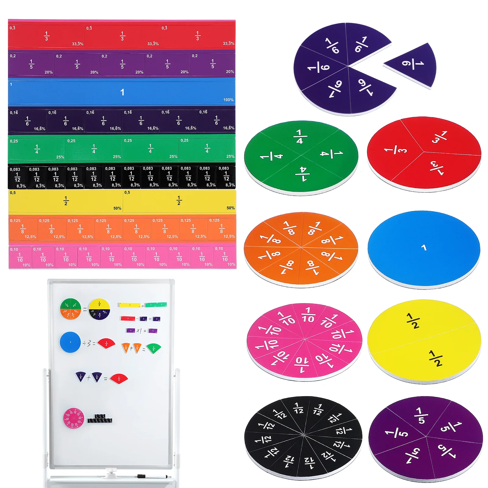 

Magnetic Fraction Presenter Tiles Bars Props Strips Manipulatives Demonstrator Teaching Tools Circles Math Disc EVA Material