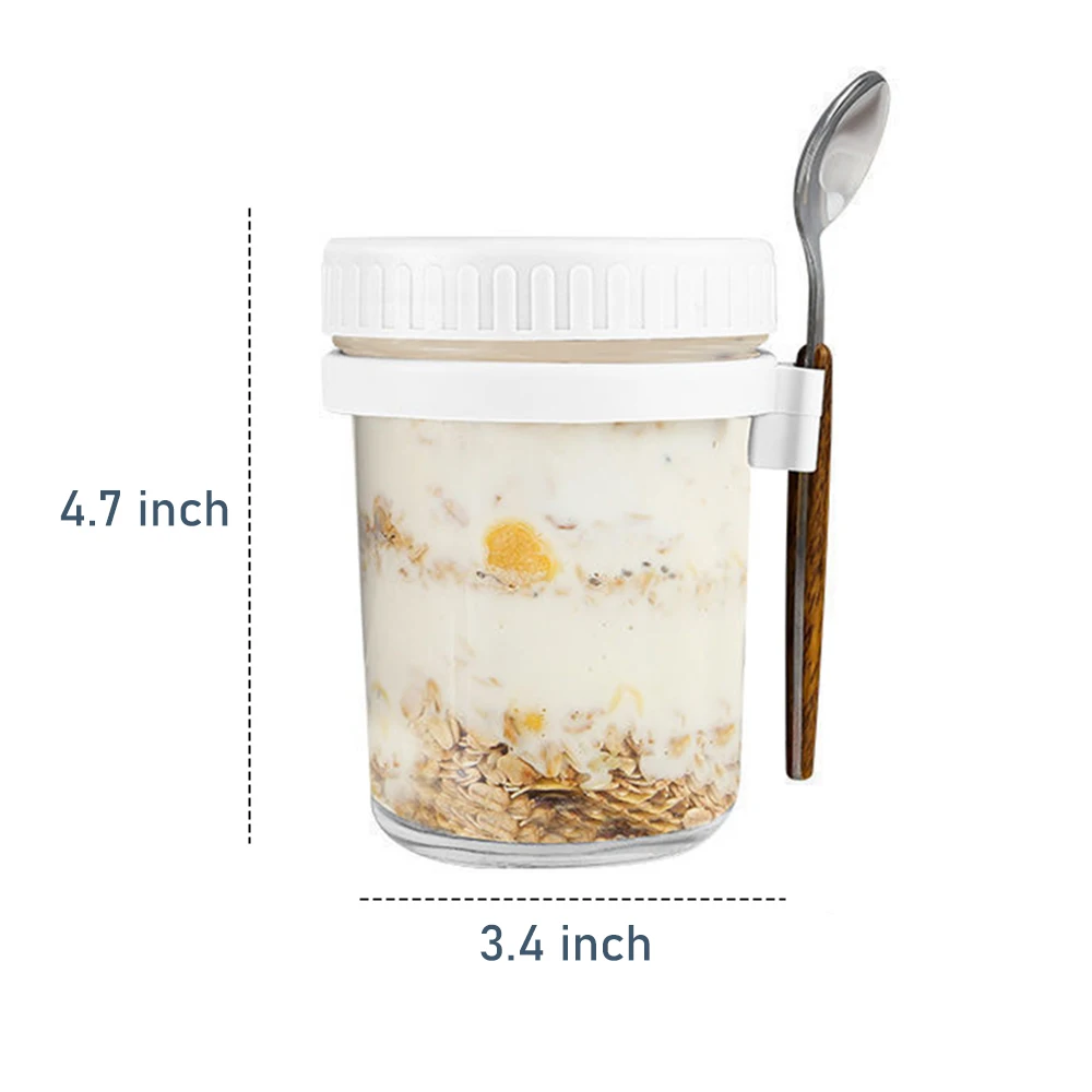 Overnight Oats Jars Milk Fruit Salad Food Storage Container Glass Breakfast Cup Mason Jars Kid Water Bottle Kitchen Item 4