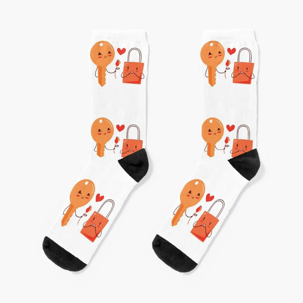 

Key and lock romantic declaration of love Socks designer brand snow Men Socks Women's
