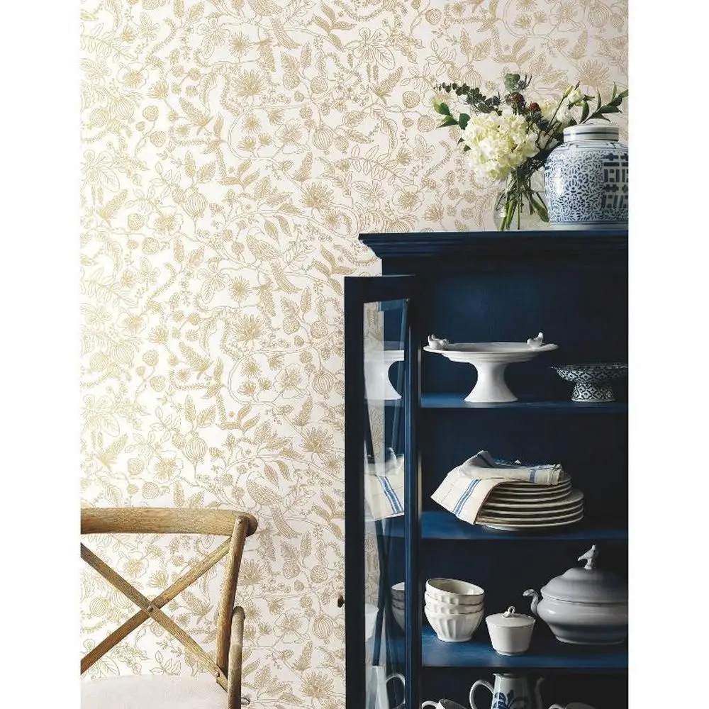 

Aviary Peel and Stick Wallpaper Metallic Gold/Yellow