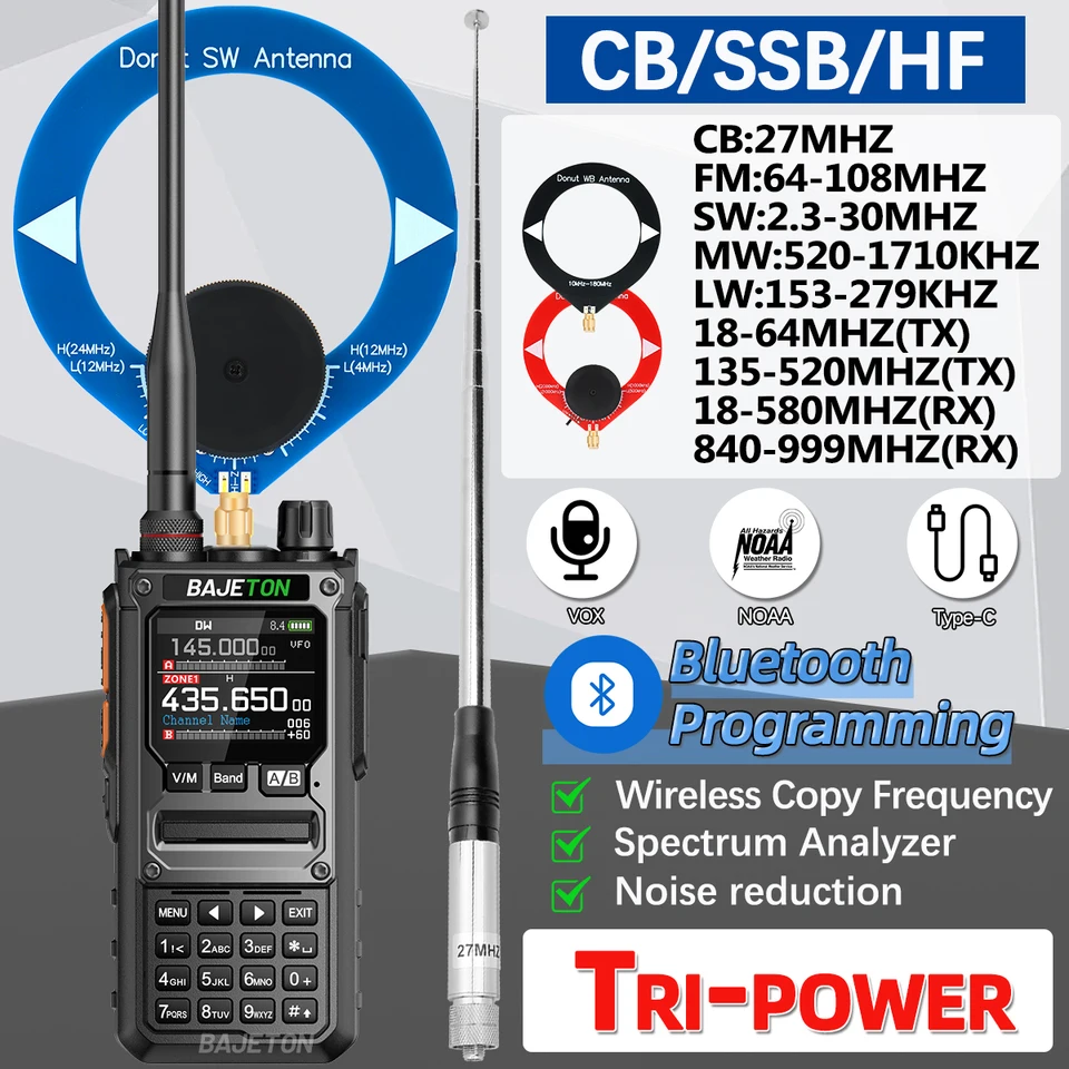 BAJETON BJ-7800 Walkie Talkie Long Range SW MW LW AM SSB CB 10W