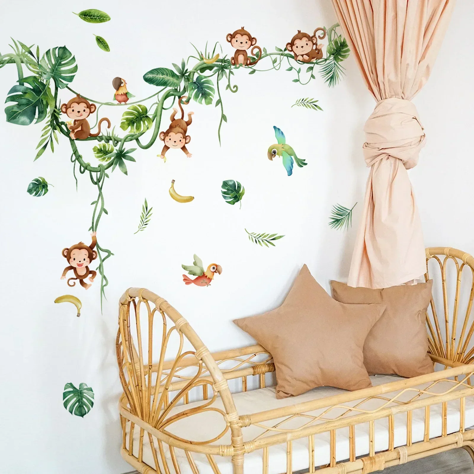 Nursery Wall Art Decalmile Jungle Animal Wall Decals - Elephant, Lion & Monkey Stickers For Kids' Rooms Woodland Nursery Decor