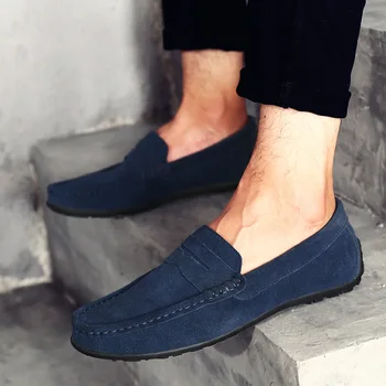 Men Casual Shoes Fashion Men Shoes Handmade Suede Genuine Leather Mens Loafers Slip On Men's Flats Male Driving Shoes