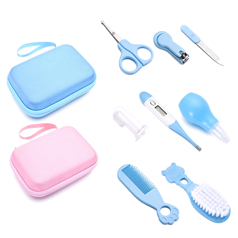 Baby Nasal Aspirator Nail Scissors Cartoon Set Daily Cleaning Supplies Care Bag Baby Care EVA Bag Eight-piece Set