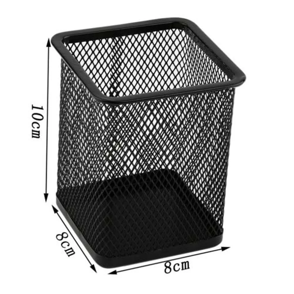 New Pencil Holder Office Desk Metal Mesh Square Pen Pot Cup Case Container Organiser Durable Pencil Case pen holder,stationery organizer,pen pencil case
