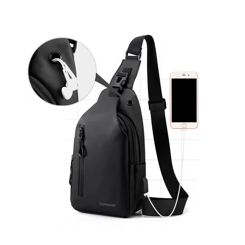 

Casual Waterproof Men's Chest Bag Business Shoulder Bag Messenger Bag Nylon USB Charging Waist Bag Outdoor Sports Shoulder Bag