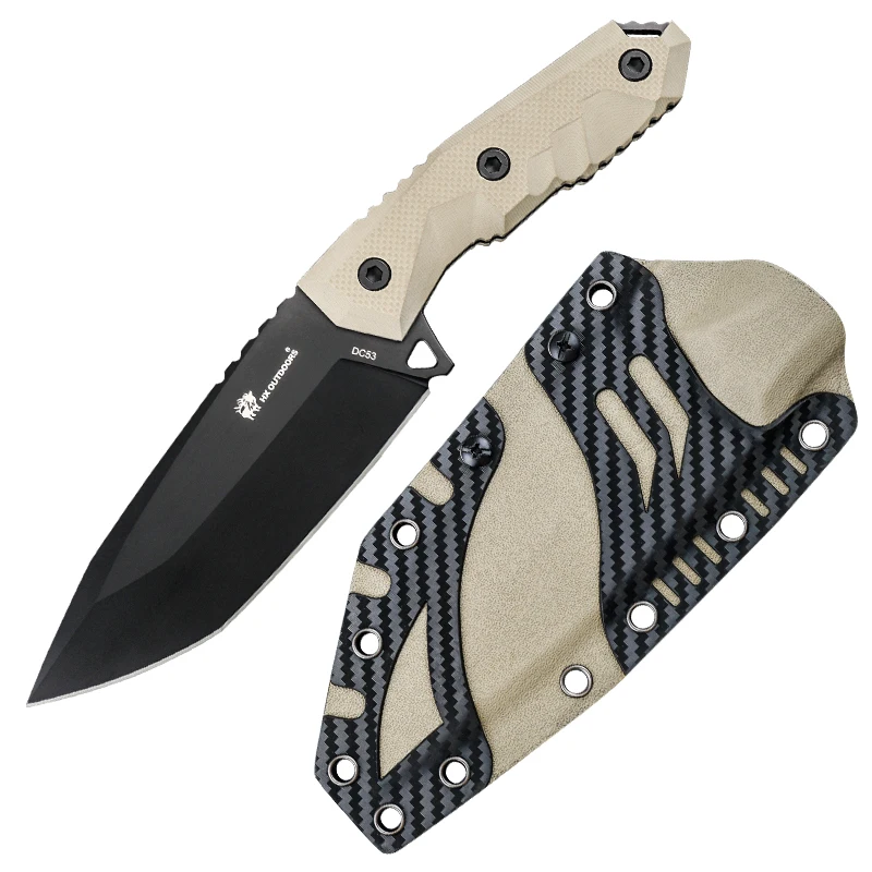 

Hx Outdoors DC53 Knife Camping Rescue Hunting Survival Knives ,G10 Handle ,With Kydex 61Hrc Dropshipping