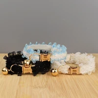 Lace Cat Collar Adjustable Safety Personalized pet collar Customized Name Soft With Bell Pet Collar for Cats and Small Dogs 1