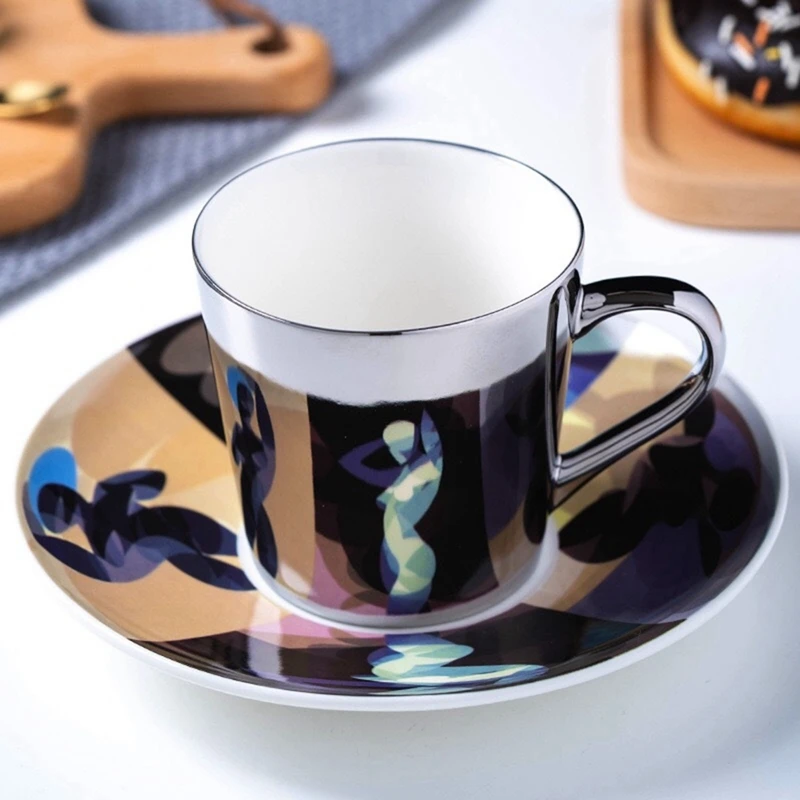 

Зеркальные отражающие воды кружки для дома и офиса чайная кофейная чашка и блюдца набор креативный Декор посуда для напитков подарочная посуда для кофе