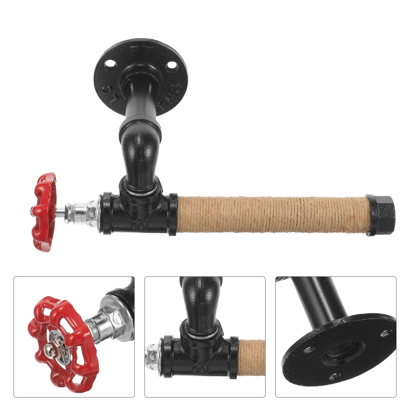 Diy Iron Pipe Wall Mount Paper Towel Holder Multipurpose Roll Shelf Tissue Dispenser Bathroom Fixture Storage Rack