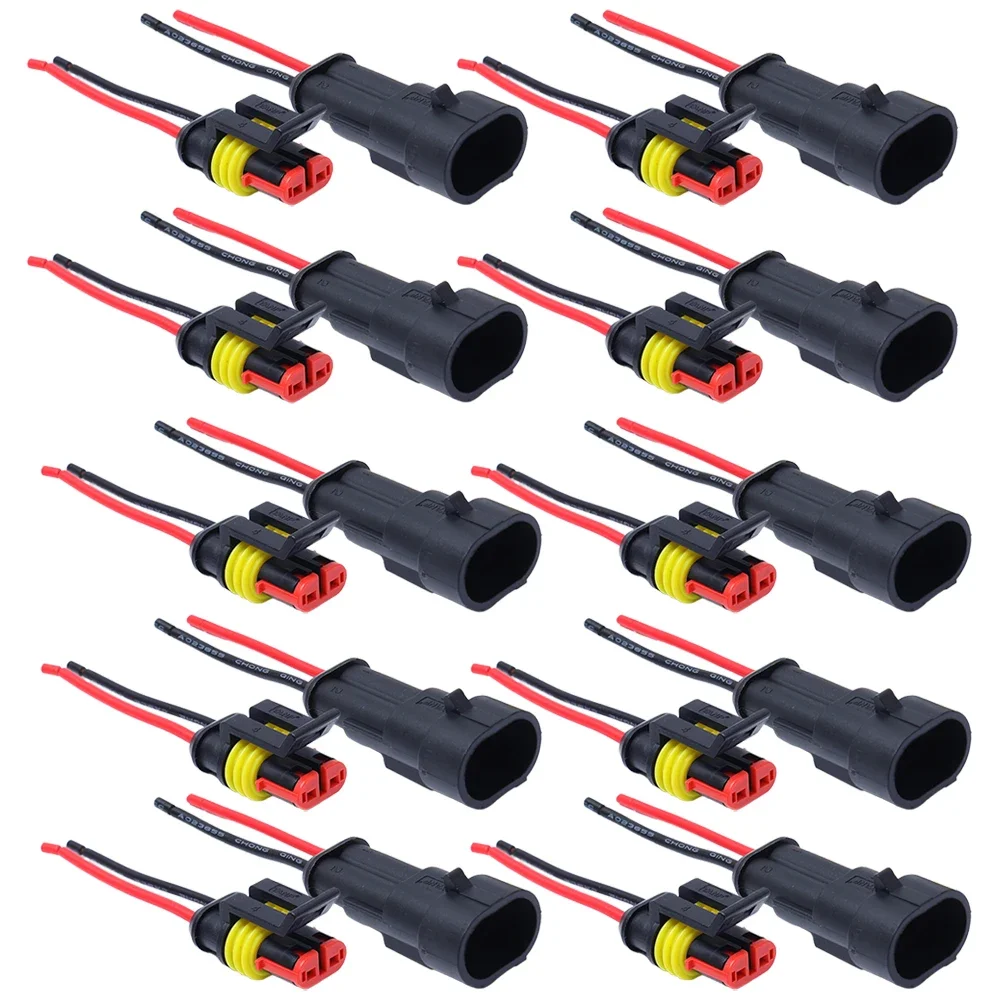 Satinior 10 Kit 2 Pin Connettore Elettrico Impermeabile Auto Electrical Connector Spina Con Filo 20 Awg Marine - Foto 5