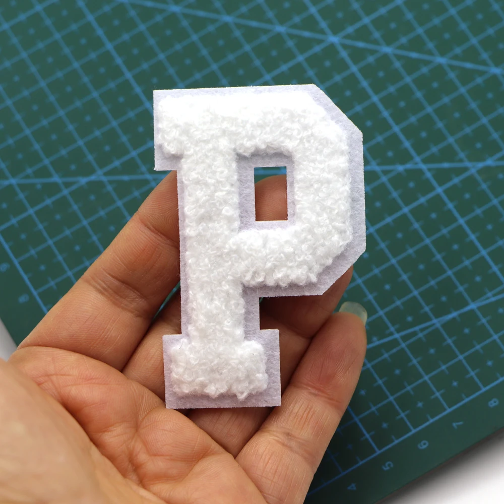 1PC72MM Weiß Chenille Brief Patch Eisen auf Patch Buchstaben Patch Für Jeans Kleidung Name Diy T-Shirt Reparatur Alphabet patch Abzeichen – Detail 16