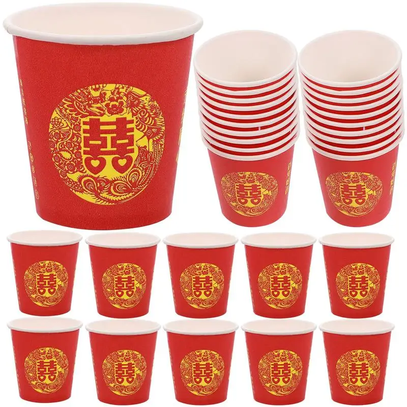 100pcs-Festive-Wedding-Paper-Cup-Traditional-Disposable-Paper-Cup-Party ...