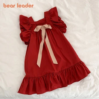 Girls Flying Sleeve Bow Dress 1