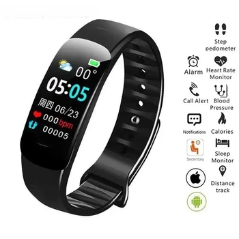 C1 Plus Smart Watch Men Women Bluetooth Step Counting Sports Bracelet Fitness Tracker Heart Rate Blood Pressure Sleep 1
