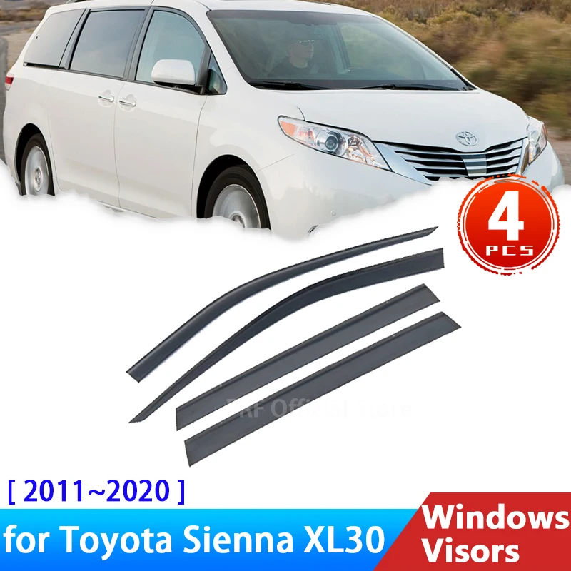 Deflectors for Toyota Sienna XL30 2011~2020 Accessories Car Side Windows  Visors Rain Eyebrow Guard Sun Visor Awning Trim Sticker