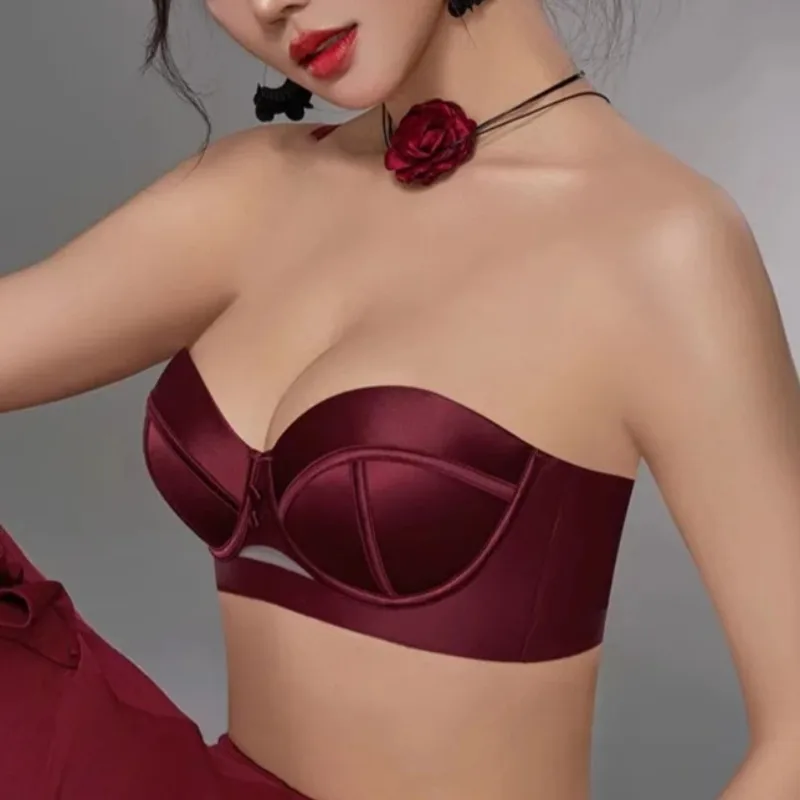 AB Half Cup Strapless Bra for Women Push Up Bridal Lingerie Sexy Wedding Bra Comfortable Underwear