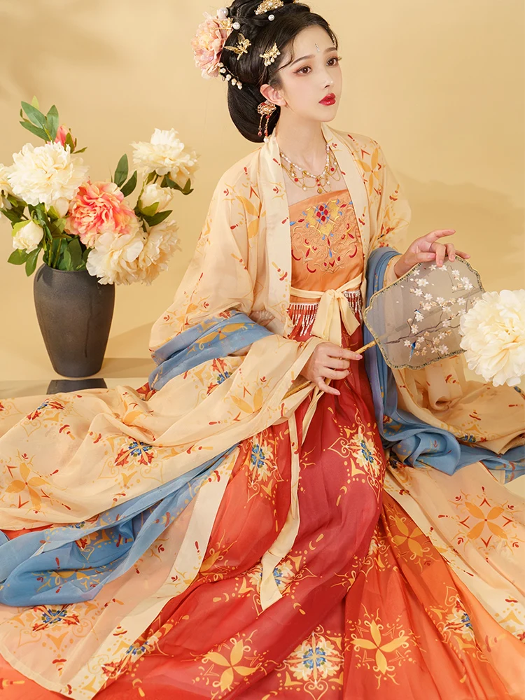 Original Design Women Hanfu Dress Chinese Traditional Tang Style Embroidery Ancient Costume Spring Summer Autumn Winter