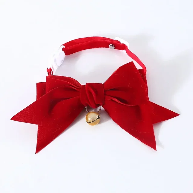 Beautiful Cat Neck Strap Comfortable Pet Bowtie Safe Buckle Dress-up Pet Kitten Cat Velvet Bowknot Collar Small Dog Cat Supplies 4