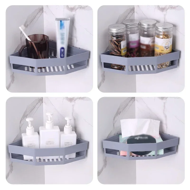 Bathroom Shelves No-drill Wall Mount Corner Shelf Shower Storage Rack Holder For Wc Shampoo Organizer Bathroom Accessories 6