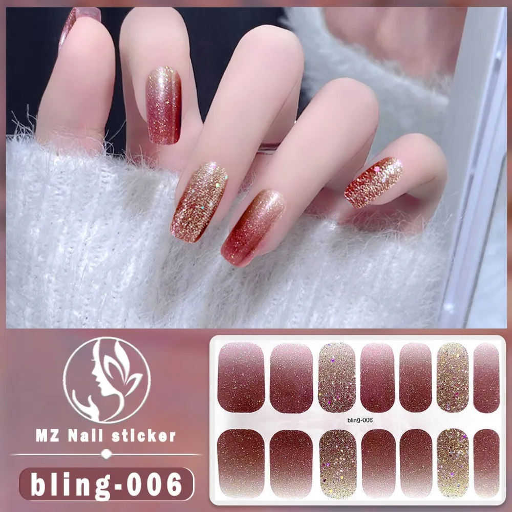 Glittering French Nail Decals 3D Nails Polish Wraps Waterproof Nail Art Sticker Nail Art No Damage to Nails