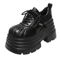 10CM New 2025 Spring Women's Leather Sneakers High Platform Lace-up Casual Shoes Thick Sole Heels Walking Shoes Zapatos Mujer 1