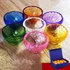 7pcs Embossed Multicolor Glass Buddha Bowl Hammer Texture Handicraft Holy Water Cup Bowl Buddhist Home Gift Lnterior Decorative 1