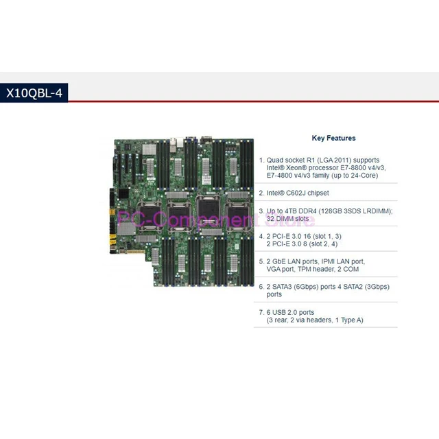 Для Supermicro Server Quad Socket R3 (LGA2011) Материнская плата DDR4 E7-4800 V4/V3 GbE LAN-порты X10QBL-4 6