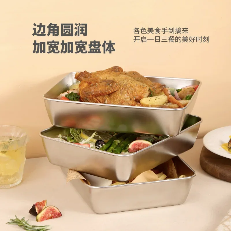 Stainless Steel Square Plate Stainless Steel Tray Barbecue Plate Rectangular Shape
