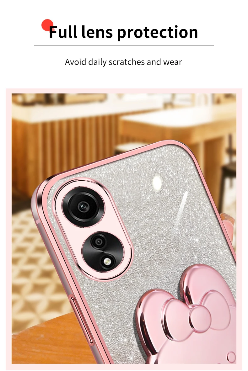 Étui souple avec support de miroir de maquillage, lapin à paillettes, A55, pour Oppo A36, A76, A32, A31, A93, A73, A53, A55, A35, A15, A38A54, A52, A92, 4G, 5G_voghion.com